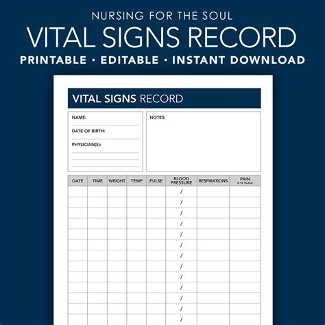 Printable Vital Signs Sheet Nursing